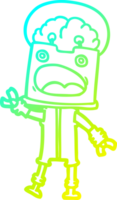 robô de desenho animado de desenho de linha de gradiente frio png