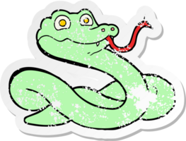 autocollant en détresse d'un serpent de dessin animé png