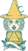 personagem de mago elfo com ilustração natural de rolo de vinte dados png