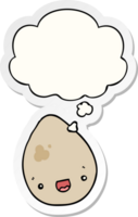 cartoon egg and thought bubble as a printed sticker png