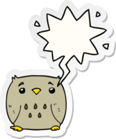 cartoon uil en tekstballon sticker png