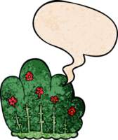 cartoon hedge and speech bubble in retro texture style png