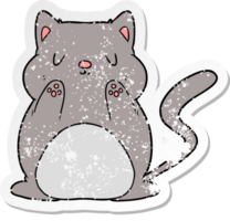 distressed sticker of a cartoon cat png