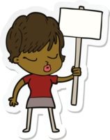 sticker of a cartoon woman with eyes shut png