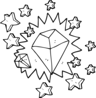 black and white cartoon sparkling diamond png