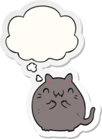 happy cartoon cat and thought bubble as a printed sticker png