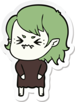 sticker of a annoyed cartoon vampire girl png