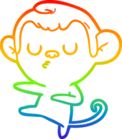 rainbow gradient line drawing cartoon monkey png