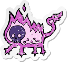 retro distressed sticker of a cartoon little imp png