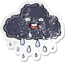 retro distressed sticker of a cartoon raincloud png