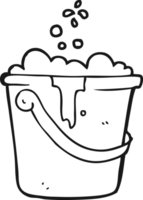 black and white cartoon cleaning bucket png