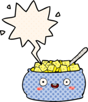 cute cartoon bowl of sugar and speech bubble in comic book style png