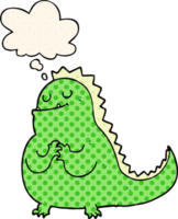 cartoon dinosaur and thought bubble in comic book style png