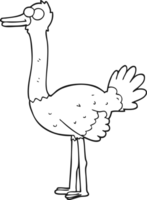 black and white cartoon ostrich png