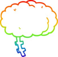 rainbow gradient line drawing cartoon brain png