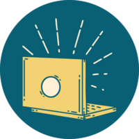 icon of tattoo style laptop computer png