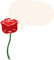 cartoon rose and speech bubble in retro style png