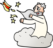 dessin animé doodle dieu sur le nuage png