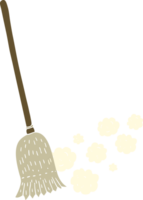 flat color illustration of a cartoon sweeping brush png