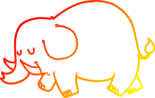 ligne de gradient chaud dessinant un éléphant de dessin animé png