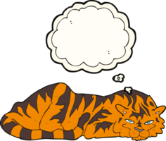 cartoon resting tiger with thought bubble png