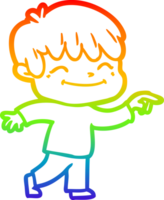 rainbow gradient line drawing cartoon happy boy png
