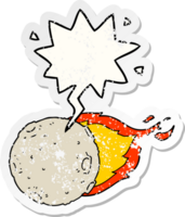 meteorito de desenho animado e adesivo angustiado de bolha de fala png