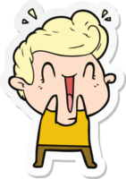 sticker of a cartoon happy man laughing png