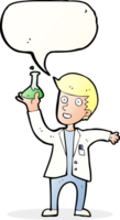 cartoon happy scientist with speech bubble png