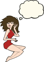 cartoon sexy woman with thought bubble png