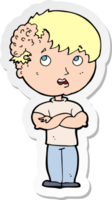 sticker of a cartoon boy with growth on head png