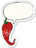 cartoon chili pepper with speech bubble distressed distressed old sticker png