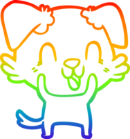 rainbow gradient line drawing of a laughing cartoon dog png