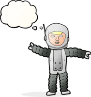 Cartoon-Astronaut mit Gedankenblase png