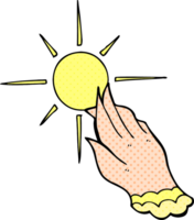 cartoon hand reaching for sun png