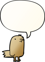 cartoon bird with speech bubble in smooth gradient style png