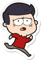 sticker of a cartoon tired man png