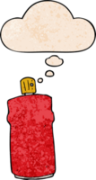 cartoon spray can with thought bubble in grunge texture style png