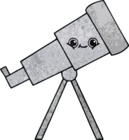 retro grunge texture cartoon of a telescope png