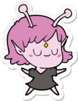 sticker of a cartoon alien girl png