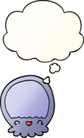 cartoon jellyfish with thought bubble in smooth gradient style png