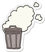 sticker of a cartoon stinky garbage can png