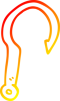 warm gradient line drawing of a cartoon fish hook png