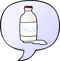 cartoon pint of fresh milk with speech bubble in smooth gradient style png