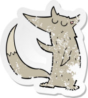 retro distressed sticker of a cartoon wolf png