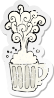 retro distressed sticker of a cartoon exploding beer png