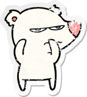 distressed sticker of a angry bear polar cartoon png
