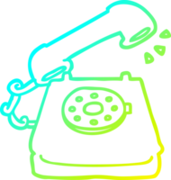 cold gradient line drawing of a cartoon ringing telephone png