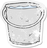 retro distressed sticker of a cartoon bucket of water png