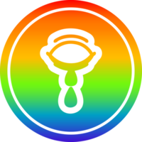 Weinen Auge kreisförmig Symbol mit Regenbogen Gradient Fertig png